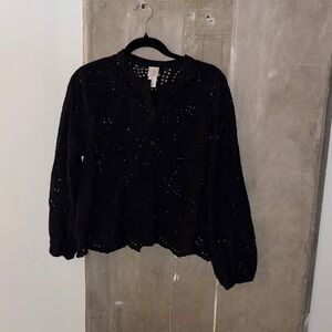 Joie Elegant Black Eyelet Blouse